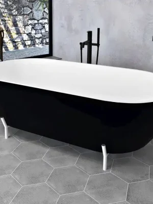 Časově Omezené Reduta volně stojící vana litý mramor 150x75x46 cm, černá/bílá (72974)