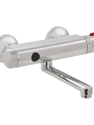Blesková Nabídka SLU 25SK - Automatická nástěnná umyvadlová baterie s elektronikou ALS se spodním ramínkem, rozteč 100 mm, 24 V DC (33261)