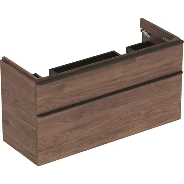 Express Levering Skříňka pod dvojumyvadlo Geberit Smyle Square 120 cm, 2 zásuvky, ořech (500.356.JR.1)
