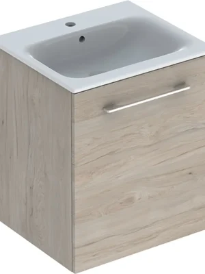 Nábytkový set umyvadla Geberit Selnova Square a skříňkou 55 cm, dvířka, ořech světlý (501.251.00.1) Cenově Výhodný