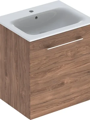 Actieprijs Nábytkový set umyvadla Geberit Selnova Square a skříňkou 60 cm, dvířka, ořech (501.254.00.1)