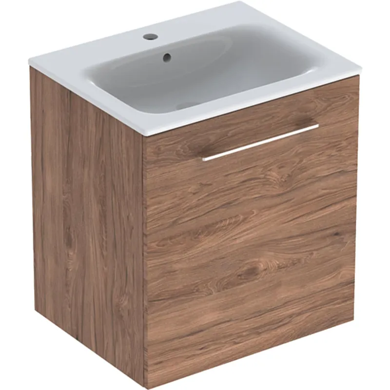 Actieprijs Nábytkový set umyvadla Geberit Selnova Square a skříňkou 60 cm, dvířka, ořech (501.254.00.1)
