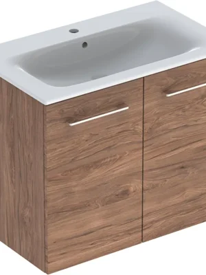 Nábytkový set umyvadla Geberit Selnova Square a skříňkou 80 cm, 2 dvířka, ořech (501.258.00.1) Certifikovaný