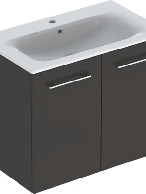 Direct Beschikbaar Nábytkový set umyvadla Geberit Selnova Square a skříňkou 80 cm, 2 dvířka, šedá (501.257.00.1)