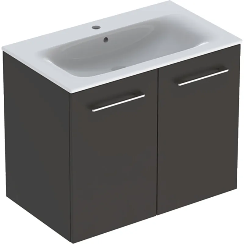 Direct Beschikbaar Nábytkový set umyvadla Geberit Selnova Square a skříňkou 80 cm, 2 dvířka, šedá (501.257.00.1)