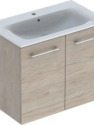 Nábytkový set umyvadla Geberit Selnova Square a skříňkou 80 cm, 2 dvířka, ořech světlý (501.259.00.1) Sleva