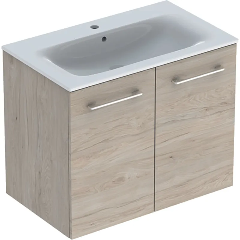 Nábytkový set umyvadla Geberit Selnova Square a skříňkou 80 cm, 2 dvířka, ořech světlý (501.259.00.1) Sleva