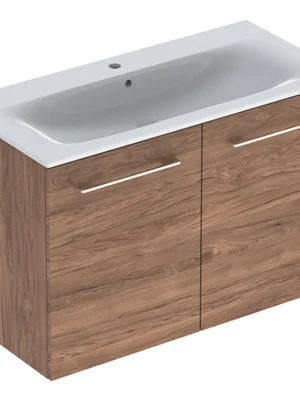 Beste Prijs Nábytkový set umyvadla Geberit Selnova Square a skříňkou 100 cm, 2 dvířka, ořech (501.262.00.1)
