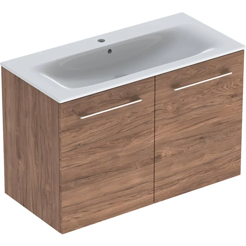 Beste Prijs Nábytkový set umyvadla Geberit Selnova Square a skříňkou 100 cm, 2 dvířka, ořech (501.262.00.1)