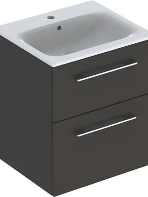 Exclusieve Aanbieding Nábytkový set umyvadla Geberit Selnova Square a skříňkou 55 cm, 2 zásuvky, šedá (501.233.00.1)
