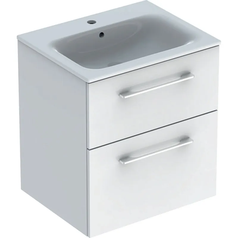 Značkový Nábytkový set umyvadla Geberit Selnova Square a skříňkou 60 cm, 2 zásuvky, bílá (501.236.00.1)