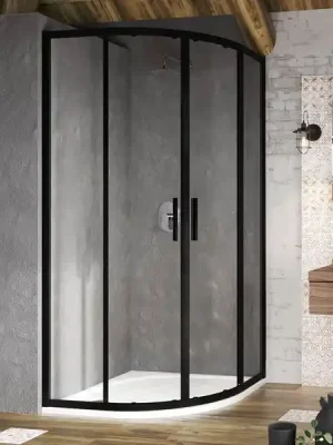 Výprodej BLSCP4 80 čtvrtkruhový kout posuvný, rám černý/sklo transparent, 80x80 (X3BM40300Z1)