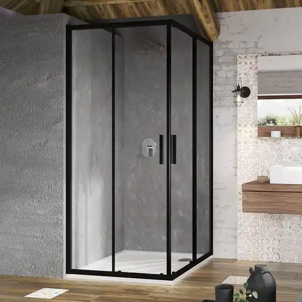 BLSRV2 80 kout rohový posuvný, rám černý/sklo transparent, 80x80 (X1LM40300Z1) Laatste Kans