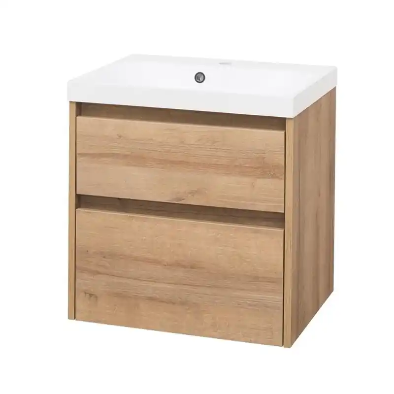 Opto, koupelnová skříňka s umyvadlem z litého mramoru 61cm, dub Riviera (CN920M) Op = Op