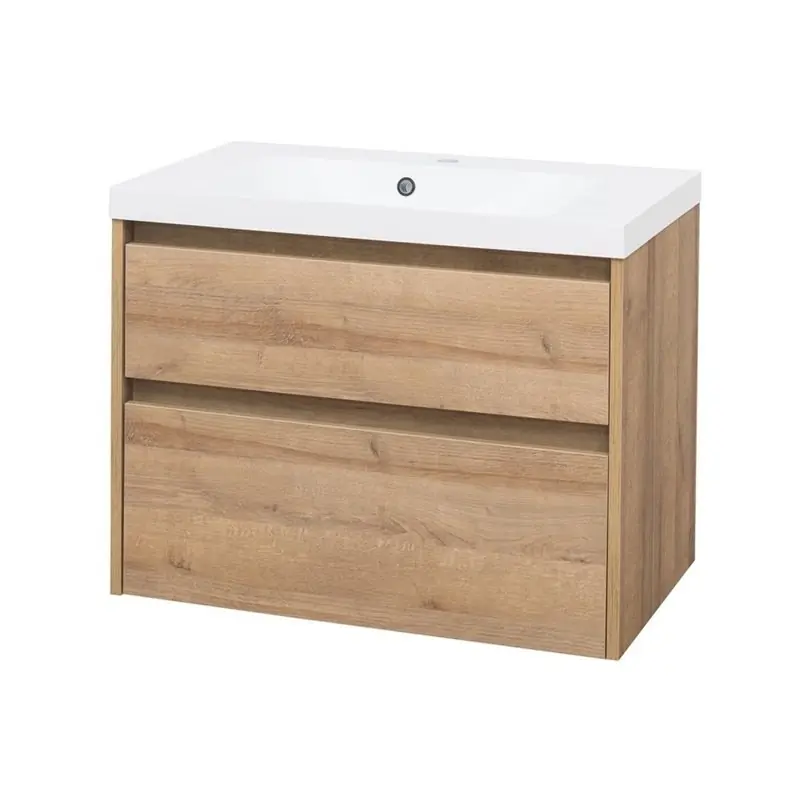 Beperkte Voorraad Opto, koupelnová skříňka s umyvadlem z litého mramoru 81cm, dub Riviera (CN921M)