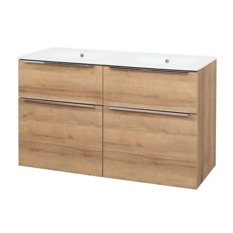 Mailo, koupelnová skříňka s keramickým umyvadlem 121 cm, dub Riviera (CN523) Korting