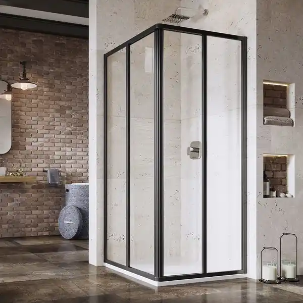 Snelle Levering SRV2-90 195 kout rohový posuvný 1 DÍL rám černý/sklo transparent (14V703O2Z1)