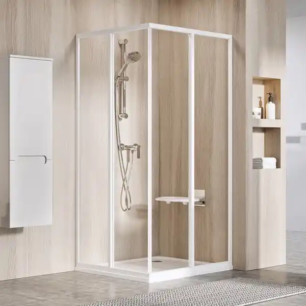 Exclusieve Aanbieding SRV2-100 195 kout rohový posuvný 1 DÍL rám bílý/sklo transparent (14VA01O2Z1)