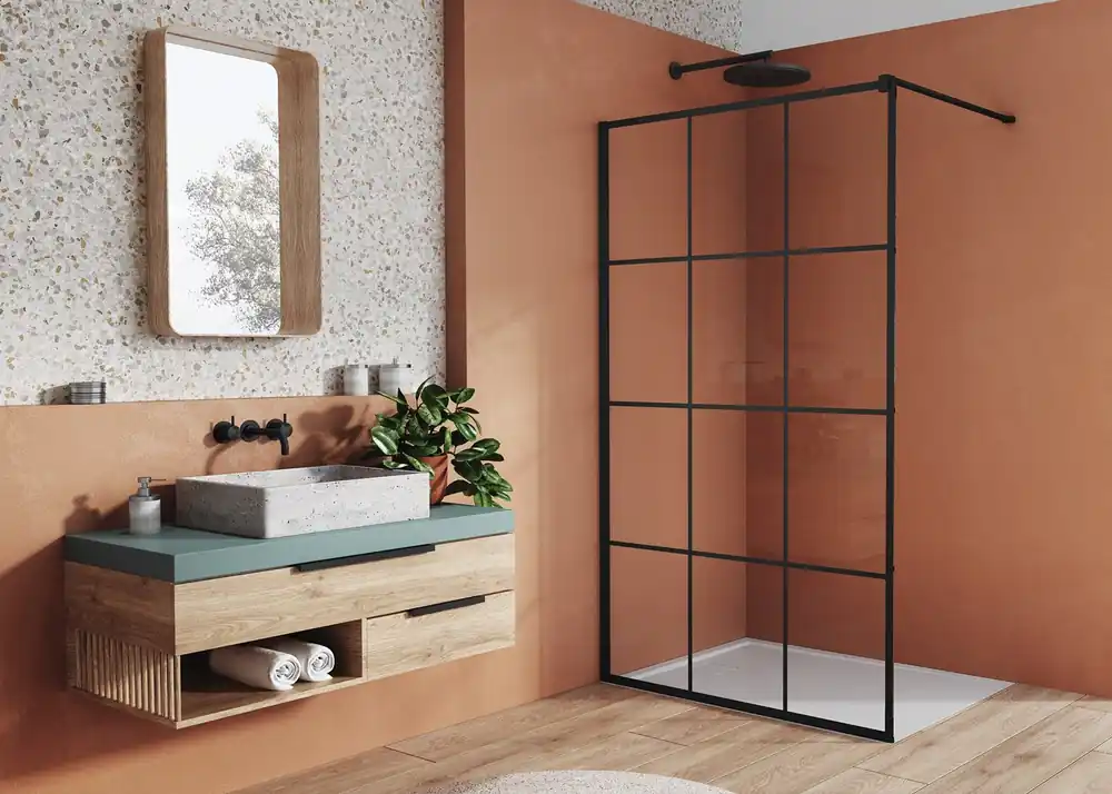 Gecertificeerd D40 Loft 75 - pevná stěna samostatná s vyrovnávacím profilem 140 cm, profil černý (D401400675)