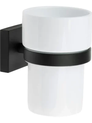 House - držák pohárku - porcelán, černá (RB343P) Speciale Aanbieding