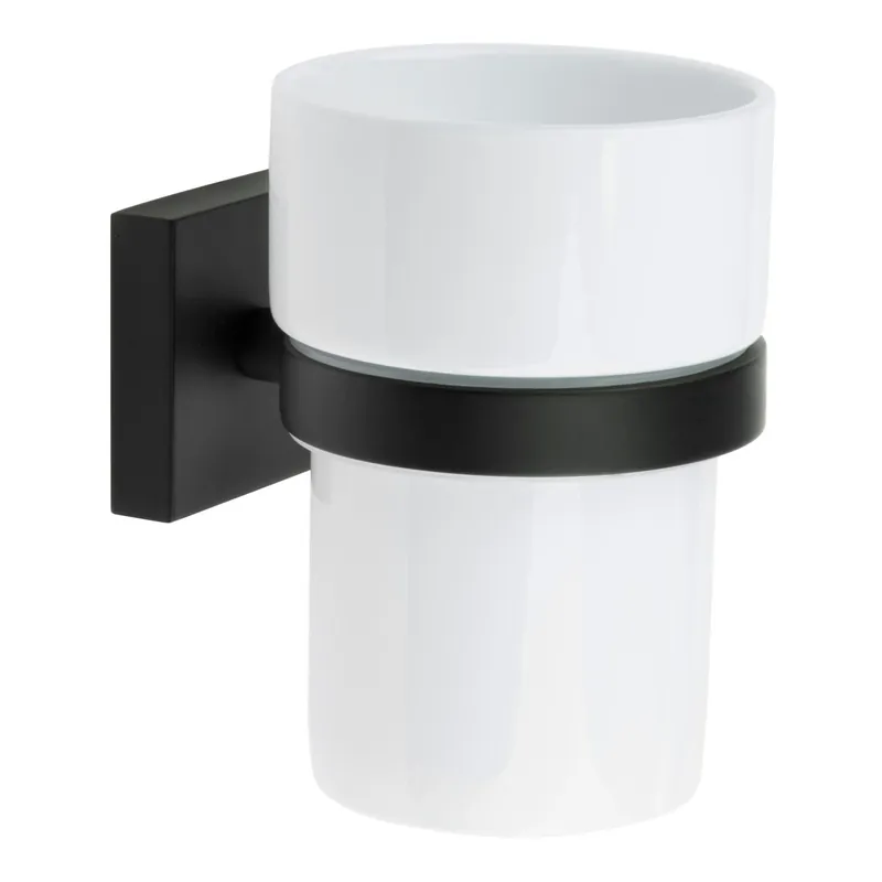 House - držák pohárku - porcelán, černá (RB343P) Speciale Aanbieding