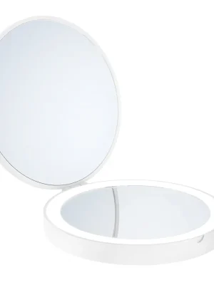 Koop Vandaag Outline Lite - cestovní kosmetické zrcátko, LED- technologie, dobíjecí baterie USB (baterie a kabel součástí balení), zvětšení klasické a 7x, matná bílá (FX627)