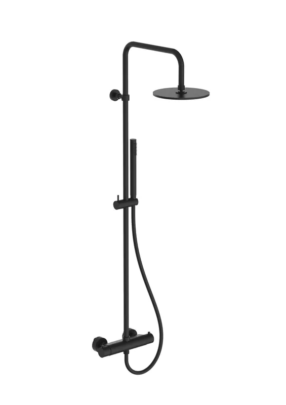 Kombinovaný sprchový komplet s termostatickou baterií, kulatá sprcha, černá (SP558BK) Speciale Aanbieding