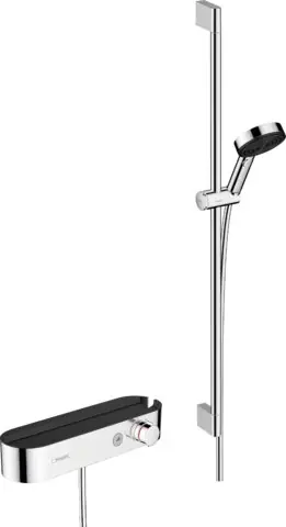 Nu Kopen Pulsify Select S sprchová souprava 105 3jet Relaxation s ruční sprchou, termostatem, sprchovou tyčí 90 cm, jezdcem a sprchovou hadicí (24270000)