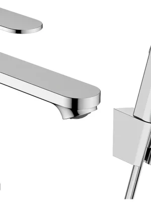 Rebris S - páková umyvadlová baterie 110 s ruční sprchou Bidette a sprchovou hadicí 160 cm, bez odtokové soupravy (72215000) Flitsaanbieding