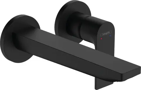 Rebris E - páková umyvadlová baterie pod omítku, pro montáž na stěnu s výtokem 20 cm, matná černá (72568670) Direct Beschikbaar