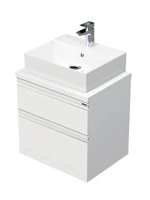 Weekendaanbieding Brave - skříňka 60 cm s umyvadlem na desku, 2 zásuvky, závěsná (BR DESK 60 2Z)