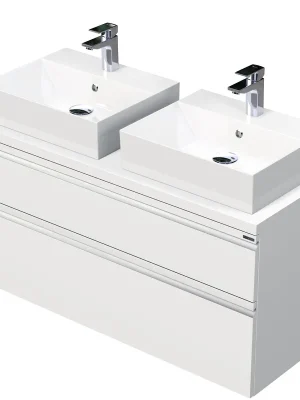 Brave - skříňka 120 cm s 2 umyvadly na desku, 2 zásuvky, závěsná (BR DESK 120D 2Z) Direct Verzonden