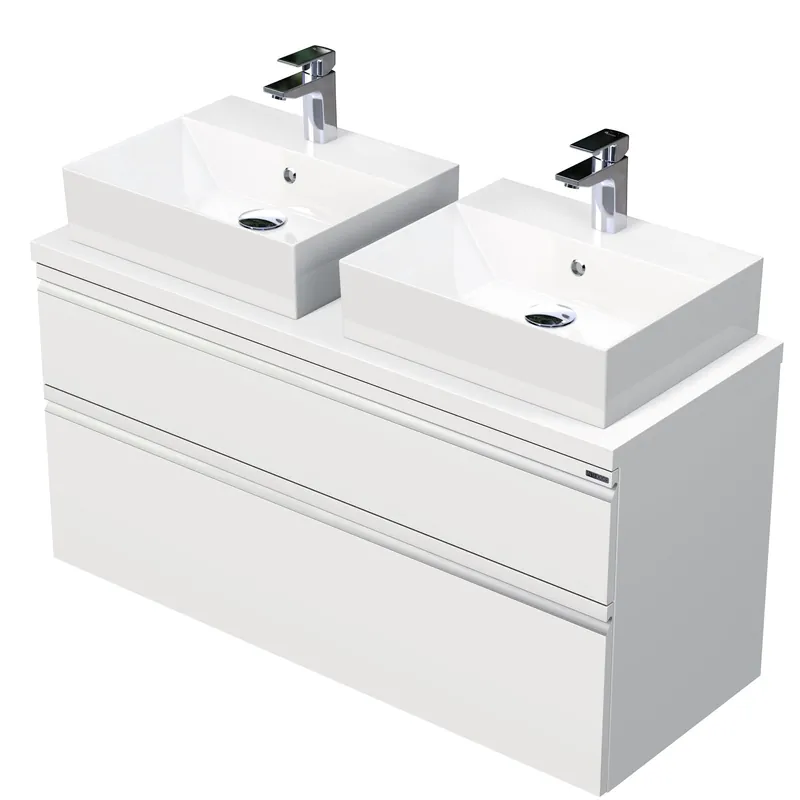 Brave - skříňka 120 cm s 2 umyvadly na desku, 2 zásuvky, závěsná (BR DESK 120D 2Z) Direct Verzonden