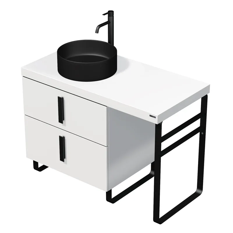 Forty - skříňka 105 cm s umyvadlem na desku vlevo, 2 zásuvky, nožičky (FORTY 100 2Z L N) Koop Vandaag
