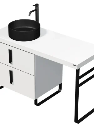 Nejlepší Cena Forty - skříňka 120 cm s umyvadlem na desku vlevo, 2 zásuvky, nožičky (FORTY 120 2Z L N)