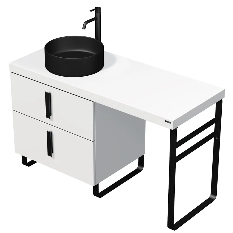 Beste Prijs Forty - skříňka 120 cm s umyvadlem na desku vlevo, 2 zásuvky, nožičky (FORTY 120 2Z L N)