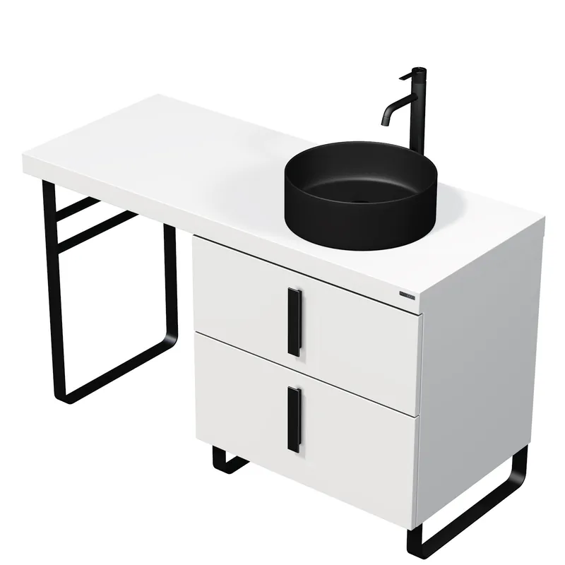Forty - skříňka 120 cm s umyvadlem na desku vpravo, 2 zásuvky, nožičky (FORTY 120 2Z P N) Weekendaanbieding