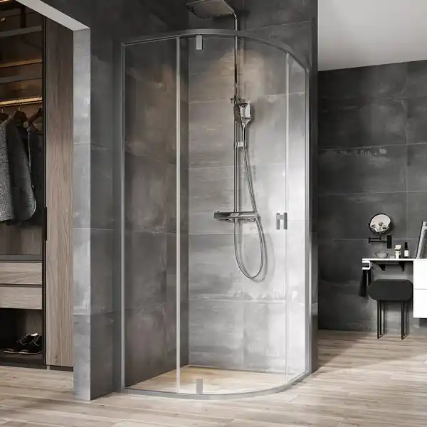 NSKK3-90 čtvrtkruhový kout, rám satin/sklo transparent, 90x90 (3O677U00Z1) Merkproduct