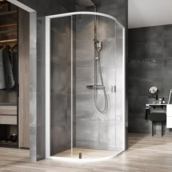 Hete Deal NSKK3-100 čtvrtkruhový kout, rám bílý/sklo transparent, 100x100 (3O6AA100Z1)