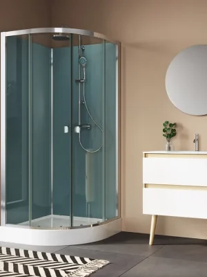 Uitverkoop Modul 1200 U-montáž čtyřpanelová sprchová kabina 90x90 cm, čtvrtkruhová, termostatická baterie, hlavová sprcha (29094RS14007)