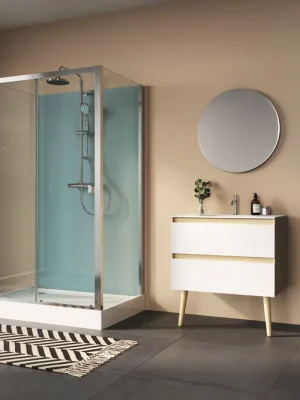 Voordeelprijs Modul 1200 U-montáž čtyřpanelová sprchová kabina 80x100 cm, posuvné dveře, termostatická baterie, hlavová sprcha (21084S214007)