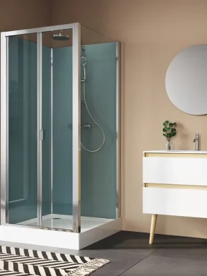 Zlevněný Modul 1200 D20K+D20F1 do rohu čtyřpanelová sprchová kabina 80x100 cm, zlamovací dveře, termostatická baterie, hlavová sprcha (21084F224007)