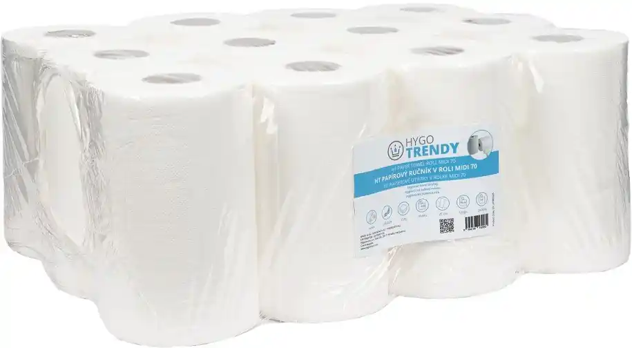 Laatste Kans Papírový ručník Hygotrendy, v roli midi 70, 2 vrstvy, bílý, 1 x 12 rolí (331.HT217012)