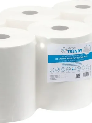 Papírový ručník Hygotrendy System plus, v roli, 1 vrstva, jemný, bílý, 1 x 6 rolí (331.HT121270) Beperkt Aanbod