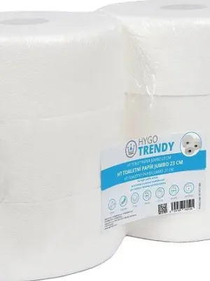 Toaletní papír jumbo 23 cm Hygotrendy, 23 cm/9,5 cm, 180 m, 2 vrstvy, bílý, 1x6 rolí (341.HT211806) Beste Prijs