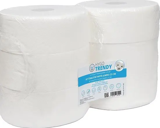 Toaletní papír jumbo 23 cm Hygotrendy, 23 cm/9,5 cm, 180 m, 2 vrstvy, bílý, 1x6 rolí (341.HT211806) Beste Prijs