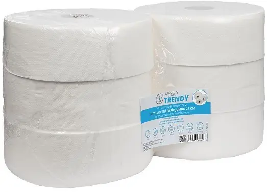 Toaletní papír jumbo 27 cm Hygotrendy, 27 cm/9,5 cm, 2 vrstvy, bílý, 1 x 6 rolí (341.HT211266) Fabrieksprijs