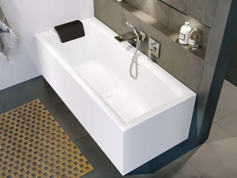 Nejnovější Verze Vana Riho Still Square Fall Plug & Play Corner 180 P - 180x80, napouštění přepadem (B099060005)