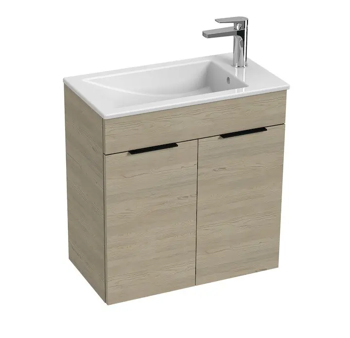 Goedkoop Cube - skříňka s umyvadlem 60 cm, 2 dvířka, jasan (H4536311765141)