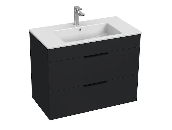 Koop Online Cube - skříňka s umyvadlem 80 cm, 2 zásuvky, antracit mat (H4537621763521)